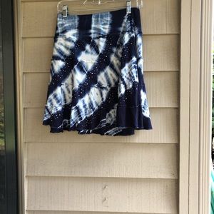 I.N.C. Skirt blue tie dye glitter stones layer style